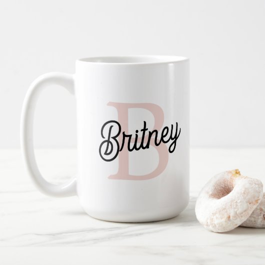 Modern gepersonaliseerd monogram en naam Pastel Pi Koffiemok (Met donut)