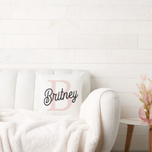 Modern gepersonaliseerd monogram en naam Pastel Pi Kussen