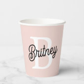 Modern gepersonaliseerd monogram en naam Pastel Pi Papieren Bekers (Achterkant)
