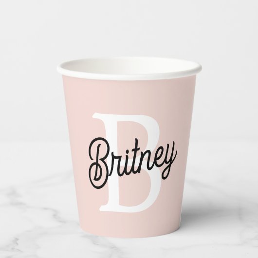 Modern gepersonaliseerd monogram en naam Pastel Pi Papieren Bekers (Achterkant)