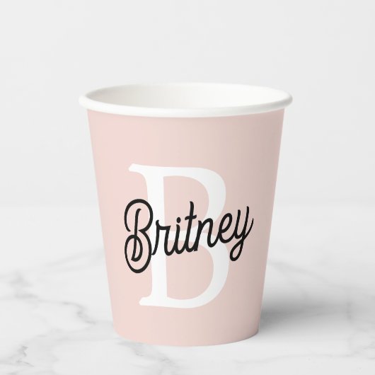 Modern gepersonaliseerd monogram en naam Pastel Pi Papieren Bekers (Voorkant)