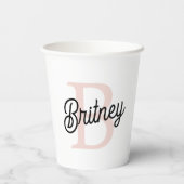 Modern gepersonaliseerd monogram en naam Pastel Pi Papieren Bekers (Achterkant)