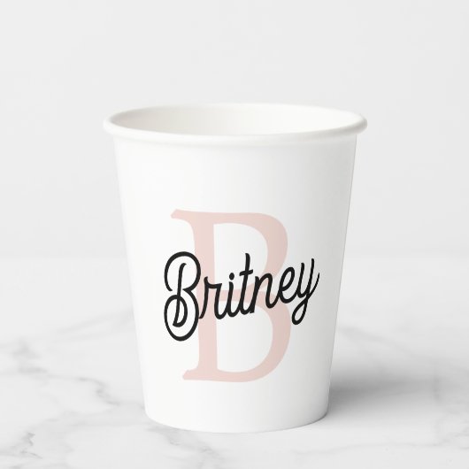 Modern gepersonaliseerd monogram en naam Pastel Pi Papieren Bekers (Achterkant)