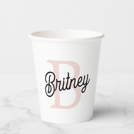 Modern gepersonaliseerd monogram en naam Pastel Pi Papieren Bekers (Voorkant)