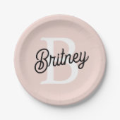 Modern gepersonaliseerd monogram en naam Pastel Pi Papieren Bordje (Voorkant)