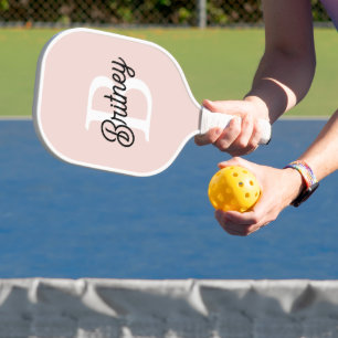 Modern gepersonaliseerd monogram en naam Pastel Pi Pickleball Paddle