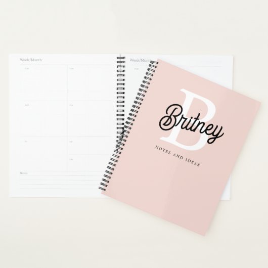Modern gepersonaliseerd monogram en naam Pastel Pi Planner (Display)