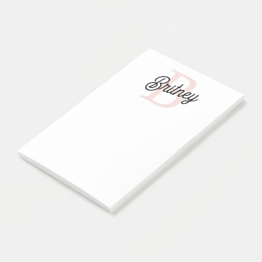 Modern gepersonaliseerd monogram en naam Pastel Pi Post-it® Notes (Schuin)