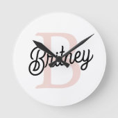 Modern gepersonaliseerd monogram en naam Pastel Pi Ronde Klok (Voorkant)