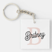 Modern gepersonaliseerd monogram en naam Pastel Pi Sleutelhanger (Voorkant)