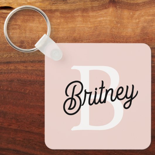Modern gepersonaliseerd monogram en naam Pastel Pi Sleutelhanger (Voorkant)