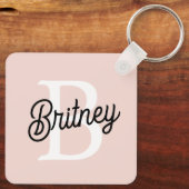 Modern gepersonaliseerd monogram en naam Pastel Pi Sleutelhanger (Achterkant)