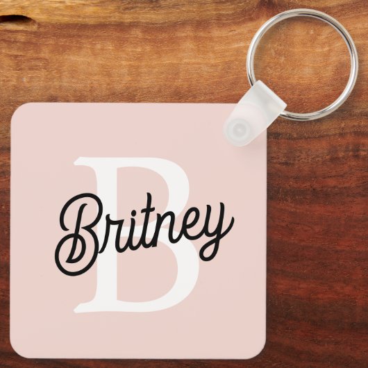 Modern gepersonaliseerd monogram en naam Pastel Pi Sleutelhanger (Achterkant)