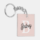 Modern gepersonaliseerd monogram en naam Pastel Pi Sleutelhanger (Voorkant Links)