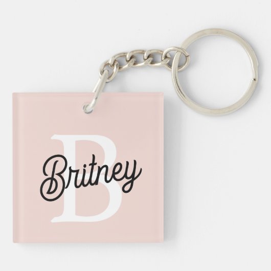 Modern gepersonaliseerd monogram en naam Pastel Pi Sleutelhanger (Achterkant)