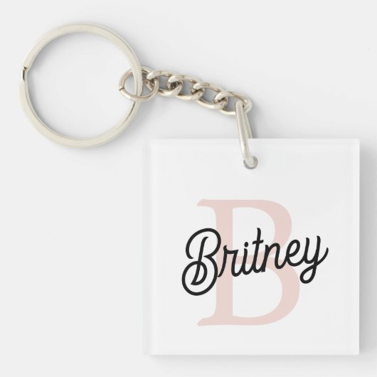 Modern gepersonaliseerd monogram en naam Pastel Pi Sleutelhanger (Voorkant)