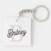 Modern gepersonaliseerd monogram en naam Pastel Pi Sleutelhanger (Achterkant)