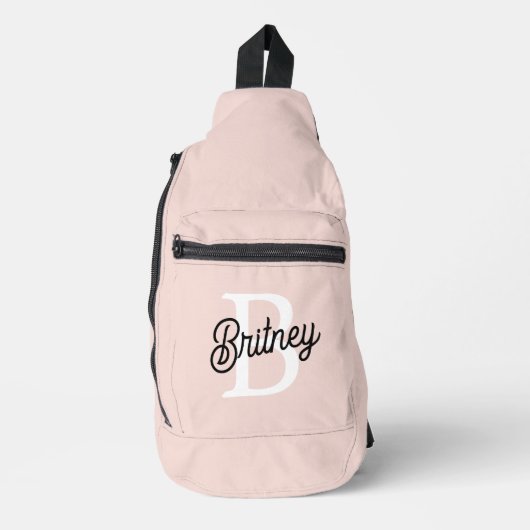 Modern gepersonaliseerd monogram en naam Pastel Pi Sling Bag (Voorkant)