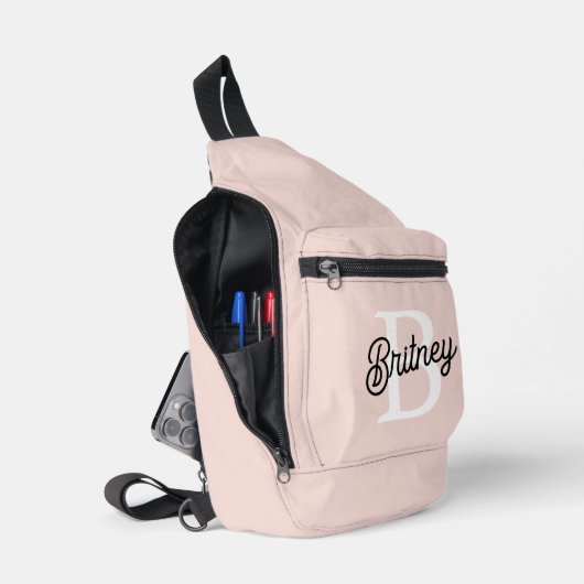 Modern gepersonaliseerd monogram en naam Pastel Pi Sling Bag (Open)