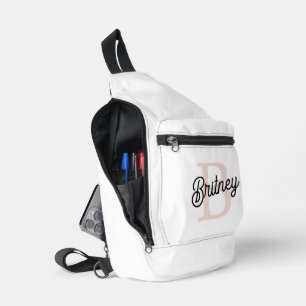 Modern gepersonaliseerd monogram en naam Pastel Pi Sling Bag