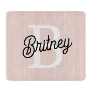 Modern gepersonaliseerd monogram en naam Pastel Pi Snijplank