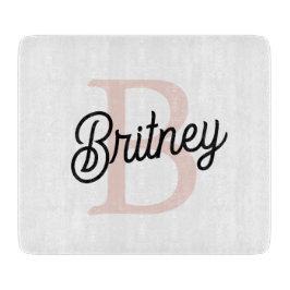 Modern gepersonaliseerd monogram en naam Pastel Pi Snijplank