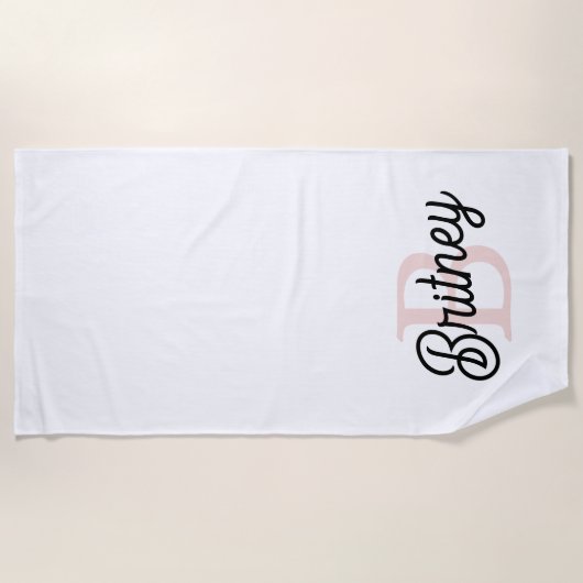 Modern gepersonaliseerd monogram en naam Pastel Pi Strandlaken (Voorkant)