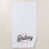 Modern gepersonaliseerd monogram en naam Pastel Pi Strandlaken (Voorkant)