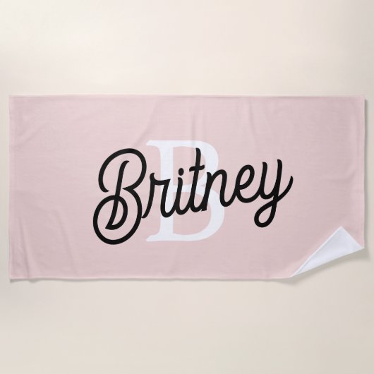Modern gepersonaliseerd monogram en naam Pastel Pi Strandlaken (Voorkant)