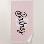 Modern gepersonaliseerd monogram en naam Pastel Pi Strandlaken (Voorkant)