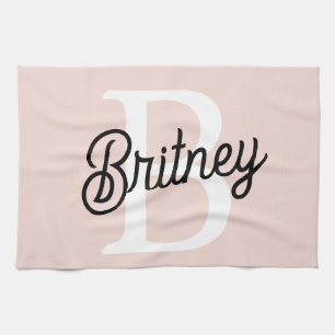 Modern gepersonaliseerd monogram en naam Pastel Pi Theedoek