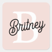 Modern gepersonaliseerd monogram en naam Pastel Pi Vierkante Sticker (Voorkant)