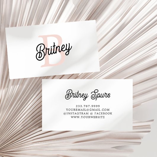 Modern gepersonaliseerd monogram en naam Pastel Pi Visitekaartje