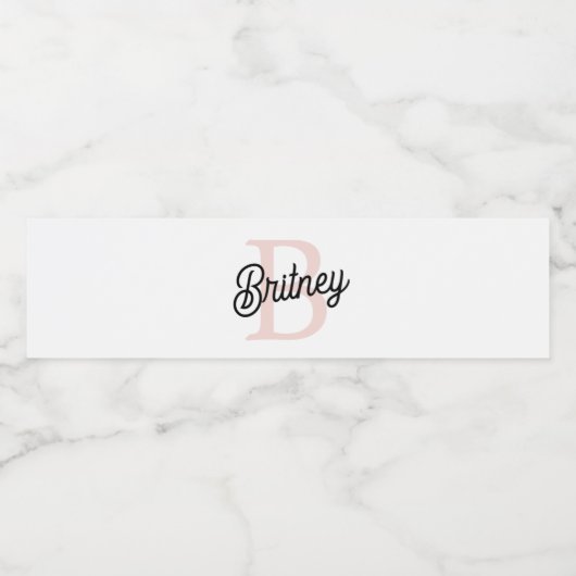 Modern gepersonaliseerd monogram en naam Pastel Pi Waterfles Etiket (Enkel label)