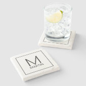 Modern gepersonaliseerd monogram en naam Stone Coa Stenen Onderzetter (Zijkant)