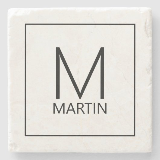 Modern gepersonaliseerd monogram en naam Stone Coa Stenen Onderzetter (Voorkant)