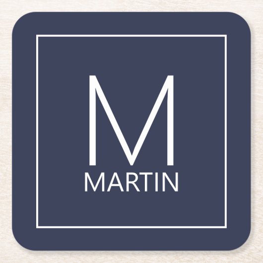 Modern gepersonaliseerd monogram- en naamplekpapie kartonnen onderzetters (Voorkant)