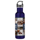 Modern gepersonaliseerd monogram & fotocollage bla waterfles  (Voorkant)