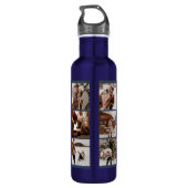 Modern gepersonaliseerd monogram & fotocollage bla waterfles  (Achterkant)