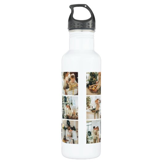 Modern gepersonaliseerd monogram & fotocollage vle waterfles  (Achterkant)