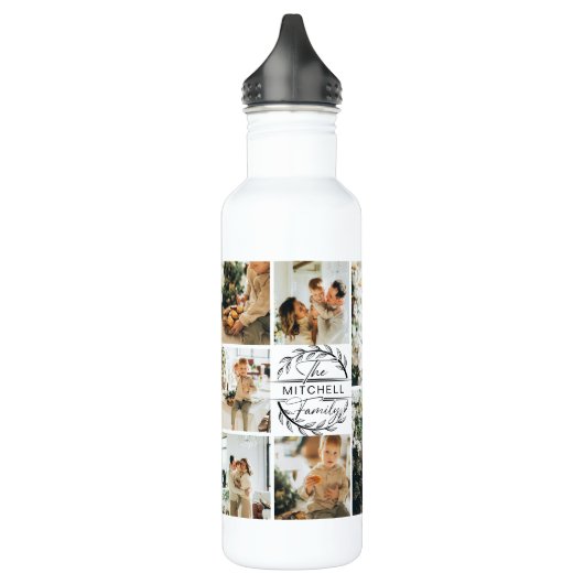 Modern gepersonaliseerd monogram & fotocollage vle waterfles  (Links)