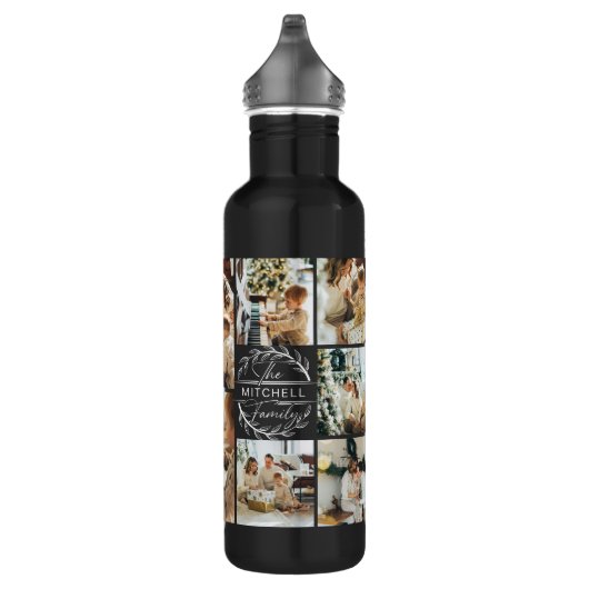 Modern gepersonaliseerd monogram & fotocollage vle waterfles  (Rechts)