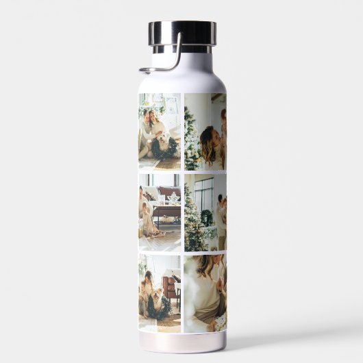 Modern gepersonaliseerd monogram & fotocollage wat waterfles (Rechts)