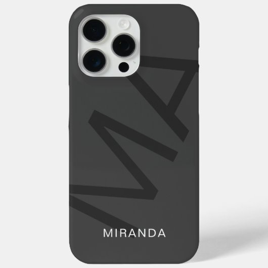 Modern gepersonaliseerd monogram grijs Case-Mate iPhone case (Achterkant)
