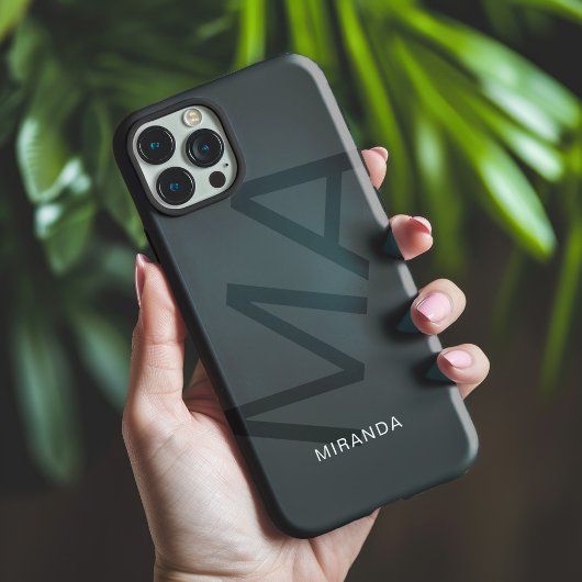 Modern gepersonaliseerd monogram grijs Case-Mate iPhone case