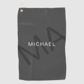 Modern gepersonaliseerd monogram grijs golfhanddoek (Voorkant)