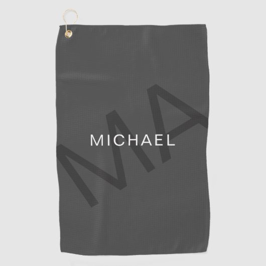 Modern gepersonaliseerd monogram grijs golfhanddoek (Voorkant)