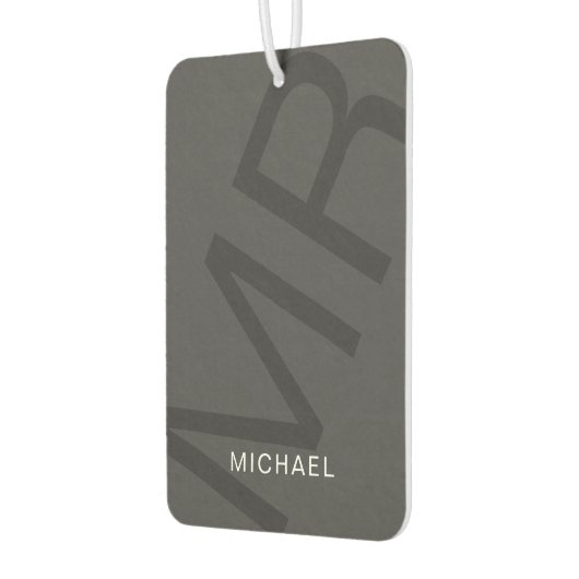 Modern gepersonaliseerd monogram grijs luchtverfrisser (Links)