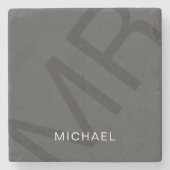 Modern gepersonaliseerd monogram grijs stenen onderzetter (Voorkant)