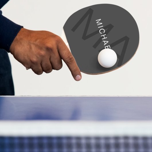 Modern Gepersonaliseerd Monogram Grijs Tafeltennisbatje (Insitu)